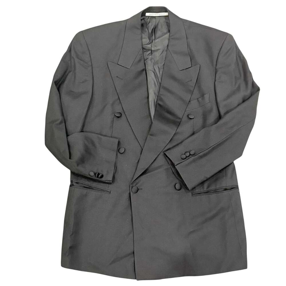 Vintage Hugo Boss Black Double Breasted Super 100 Virgin Wool Blazer 40R